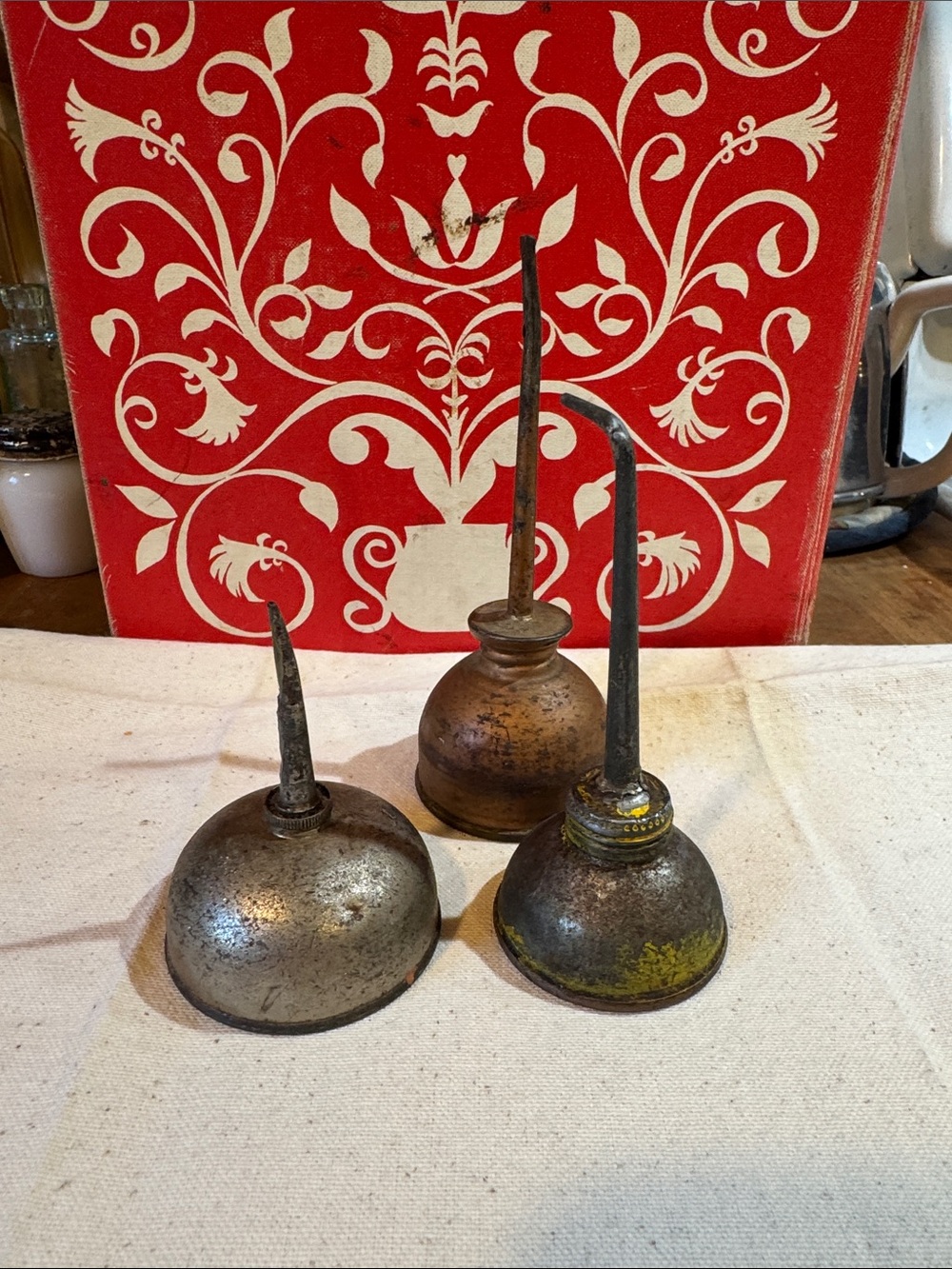 Vintage Metal Oil Cans Trio - Rustic